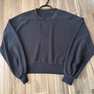 Lululemon Perfectly Oversized Cropped Crew *Softstreme* Black W3EZLS